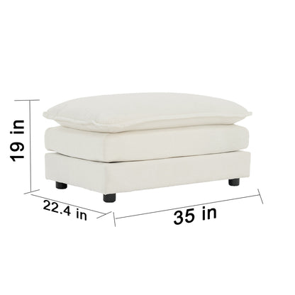 Chenille Fabric Ottomans Footrest to Combine with 2 Seater Sofa, 3 Seater Sofa and 4 Seater Sofa, White Chenille - 1st Choice Furniture Direct