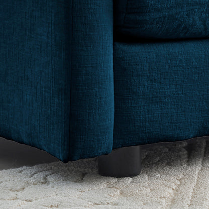Chenille Two - Seater Sofa with 1 Footrest, 2 Seater L - Shaped Sectional with Ottoman,Loveseat with Ottoman for Small Living Space,Blue Chenille - 1st Choice Furniture Direct