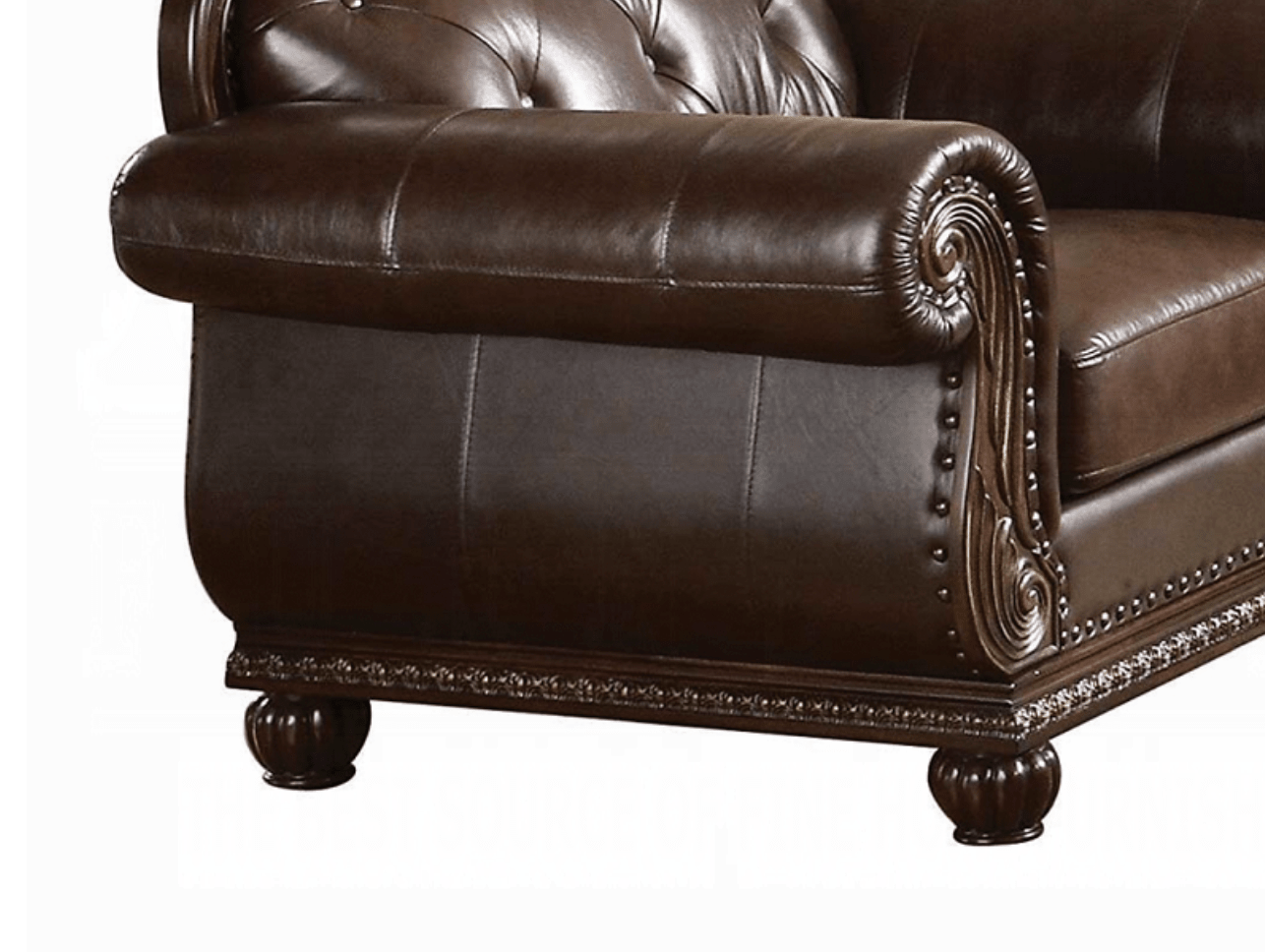 Cherry & Espresso Top Grain Leather Accent Chair - 1st Choice Furniture Direct