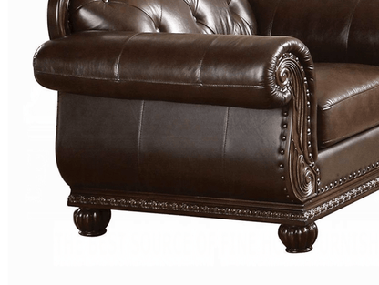 Cherry & Espresso Top Grain Leather Accent Chair - 1st Choice Furniture Direct