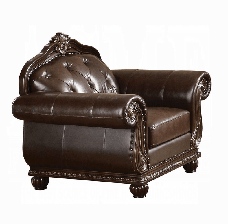 Cherry & Espresso Top Grain Leather Accent Chair - 1st Choice Furniture Direct