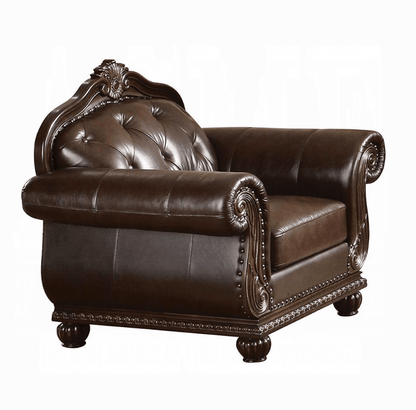 Cherry & Espresso Top Grain Leather Accent Chair - 1st Choice Furniture Direct