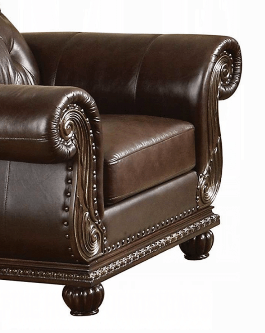 Cherry & Espresso Top Grain Leather Accent Chair - 1st Choice Furniture Direct