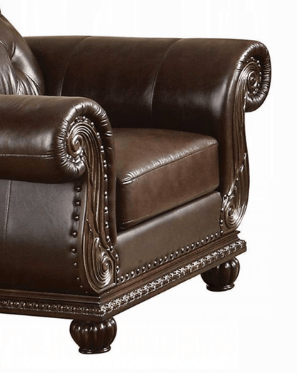 Cherry & Espresso Top Grain Leather Accent Chair - 1st Choice Furniture Direct