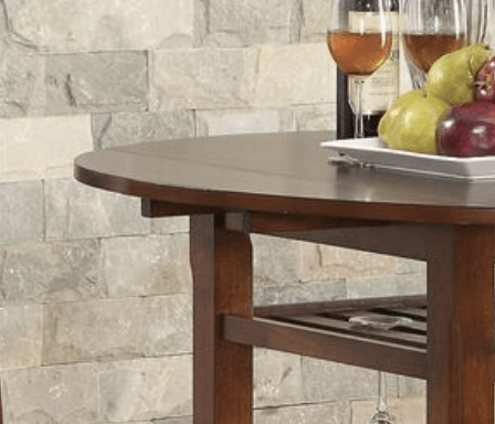 Cherry Round Counter Height Dining Table with Drop Leaves - 1st Choice Furniture Direct