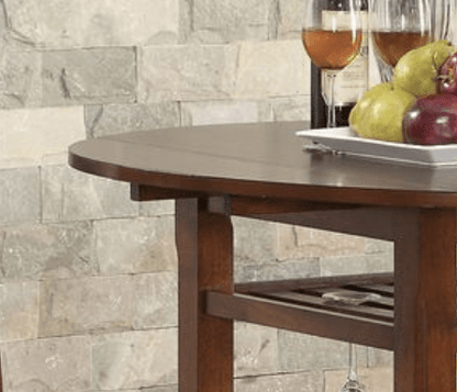 Cherry Round Counter Height Dining Table with Drop Leaves - 1st Choice Furniture Direct