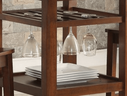 Cherry Round Counter Height Dining Table with Drop Leaves - 1st Choice Furniture Direct