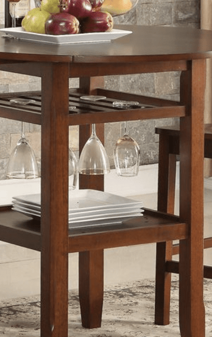 Cherry Round Counter Height Dining Table with Drop Leaves - 1st Choice Furniture Direct