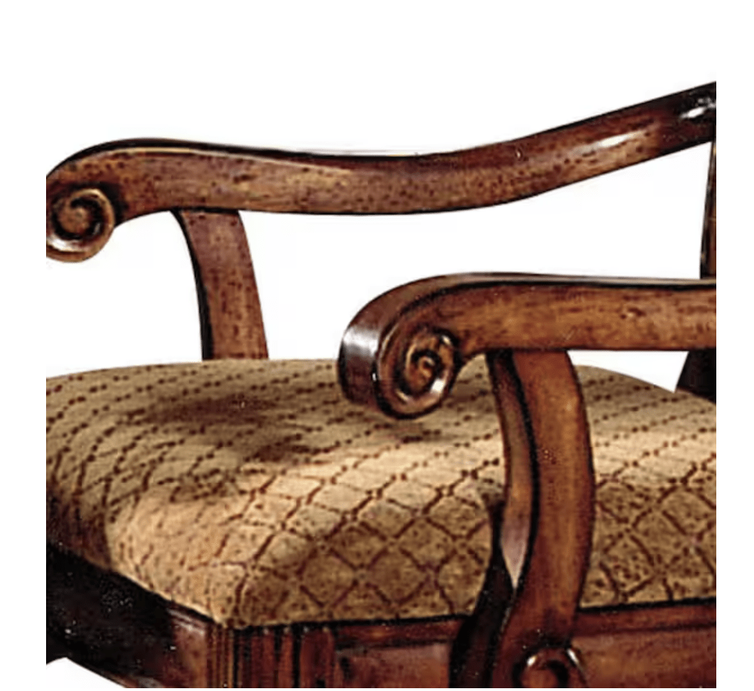 Cherry Upholstered Dining Arm Chair with Queen Anne Legs - 1st Choice Furniture Direct