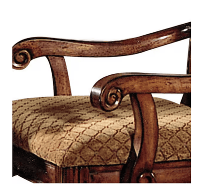 Cherry Upholstered Dining Arm Chair with Queen Anne Legs - 1st Choice Furniture Direct