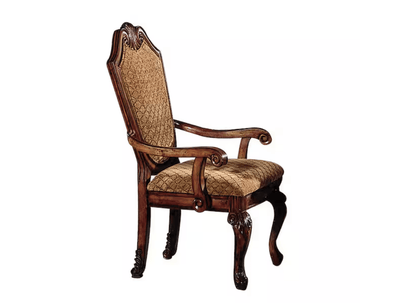 Cherry Upholstered Dining Arm Chair with Queen Anne Legs - 1st Choice Furniture Direct