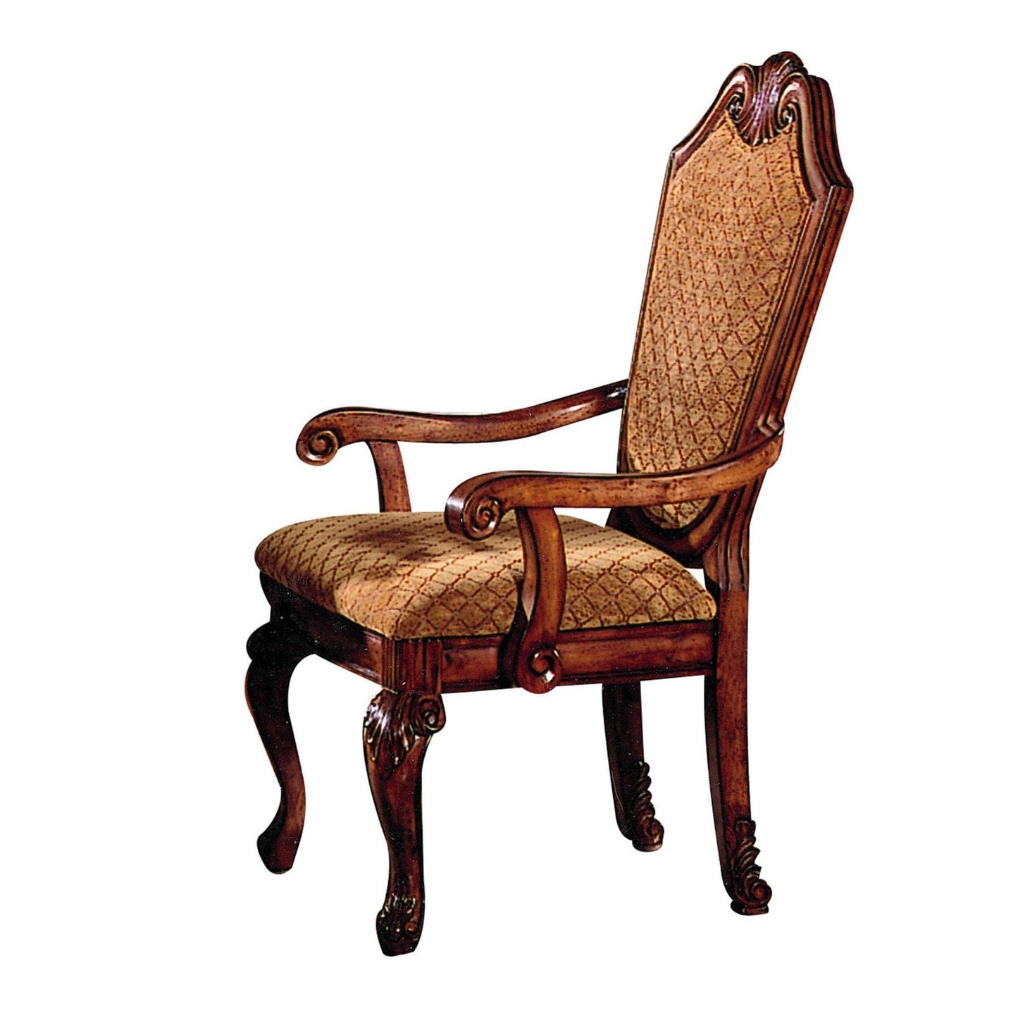 Cherry Upholstered Dining Arm Chair with Queen Anne Legs - 1st Choice Furniture Direct