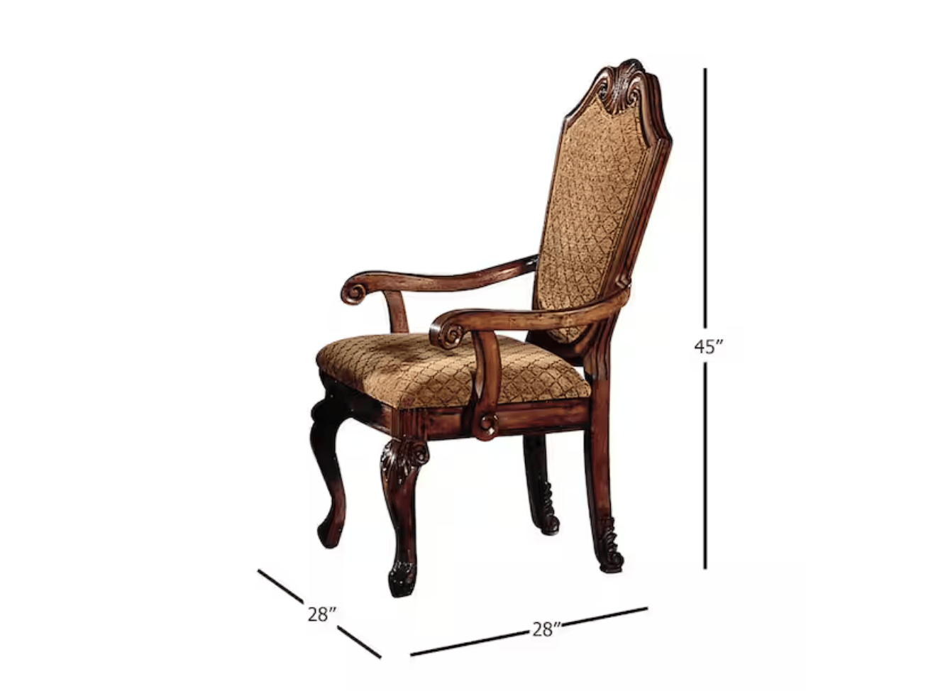 Cherry Upholstered Dining Arm Chair with Queen Anne Legs - 1st Choice Furniture Direct