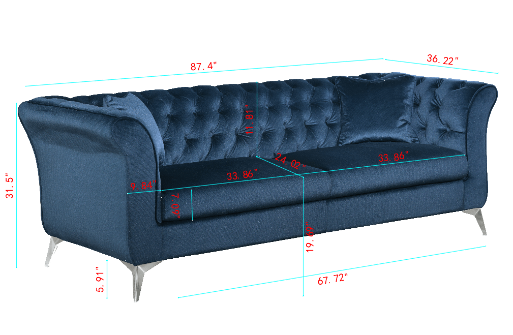 Chesterfield sofa ,Stanford sofa , high quality Chesterfield sofa ,AZURE BLUE, tufted and wrinkled fabric sofa;contemporary Stanford sofa .loverseater; tufted sofa with scroll arm and scroll back - 1st Choice Furniture Direct