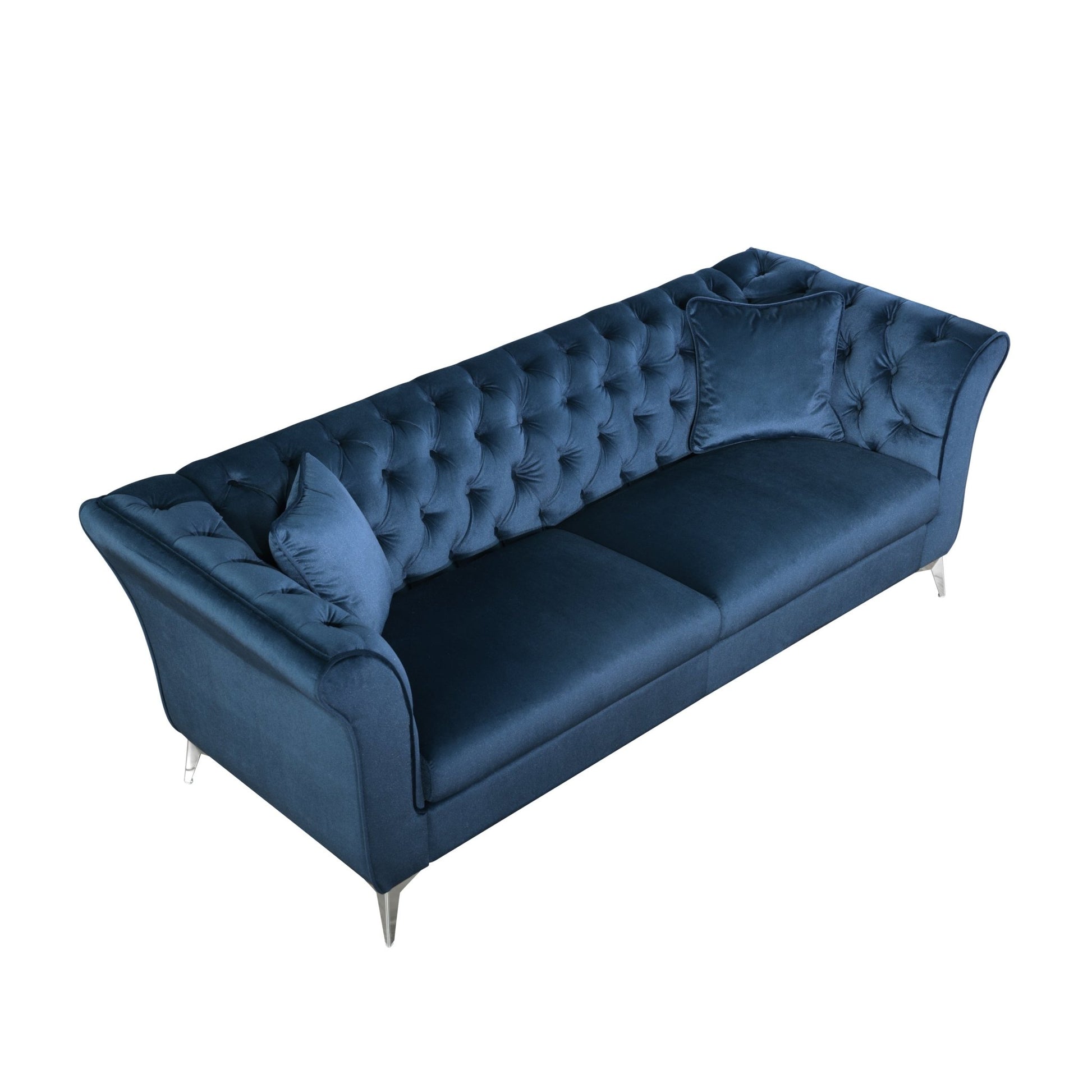 Chesterfield sofa ,Stanford sofa , high quality Chesterfield sofa ,AZURE BLUE, tufted and wrinkled fabric sofa;contemporary Stanford sofa .loverseater; tufted sofa with scroll arm and scroll back - 1st Choice Furniture Direct