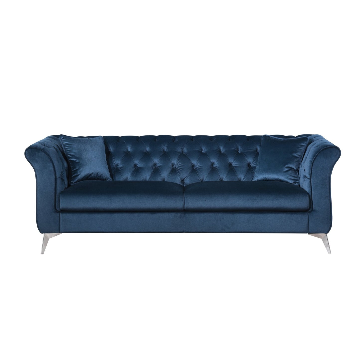 Chesterfield sofa ,Stanford sofa , high quality Chesterfield sofa ,AZURE BLUE, tufted and wrinkled fabric sofa;contemporary Stanford sofa .loverseater; tufted sofa with scroll arm and scroll back - 1st Choice Furniture Direct