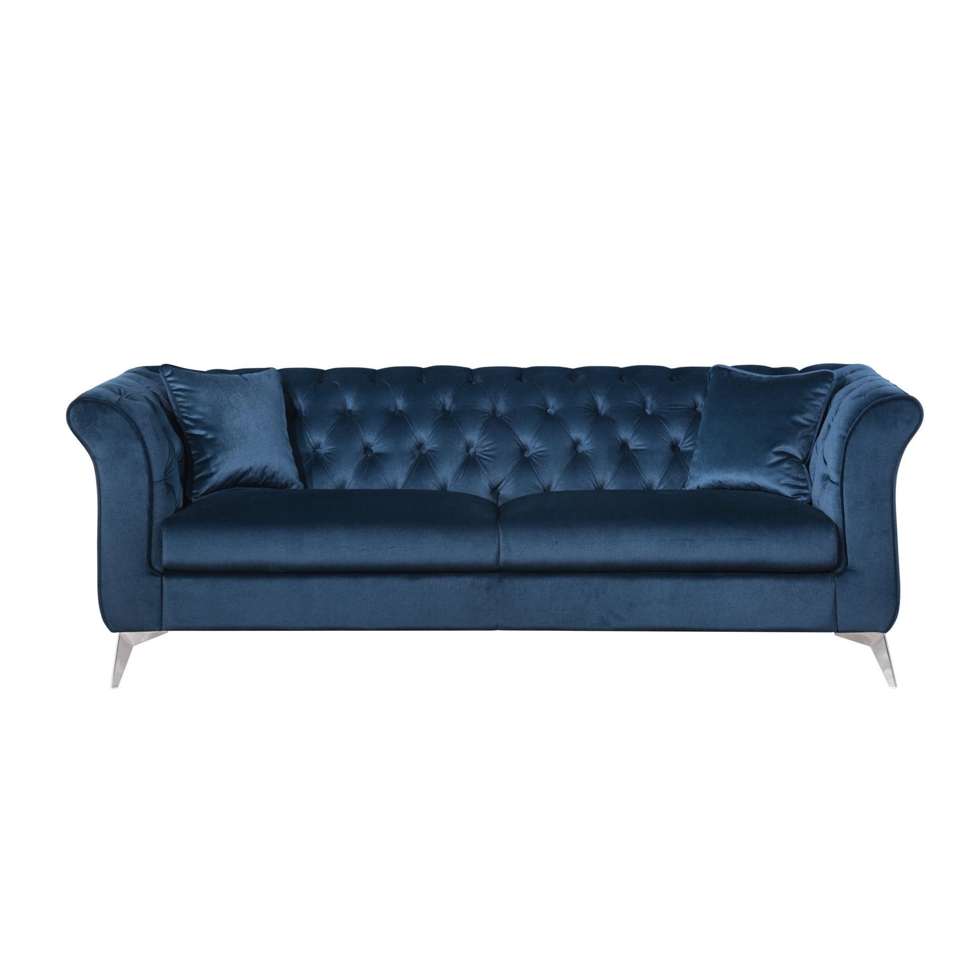 Chesterfield sofa ,Stanford sofa , high quality Chesterfield sofa ,AZURE BLUE, tufted and wrinkled fabric sofa;contemporary Stanford sofa .loverseater; tufted sofa with scroll arm and scroll back - 1st Choice Furniture Direct