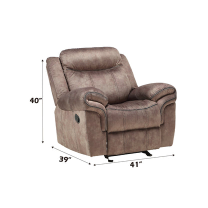 Chocolate Velvet Glider Recliner Chair with Pocket Coil Seating - 1st Choice Furniture Direct