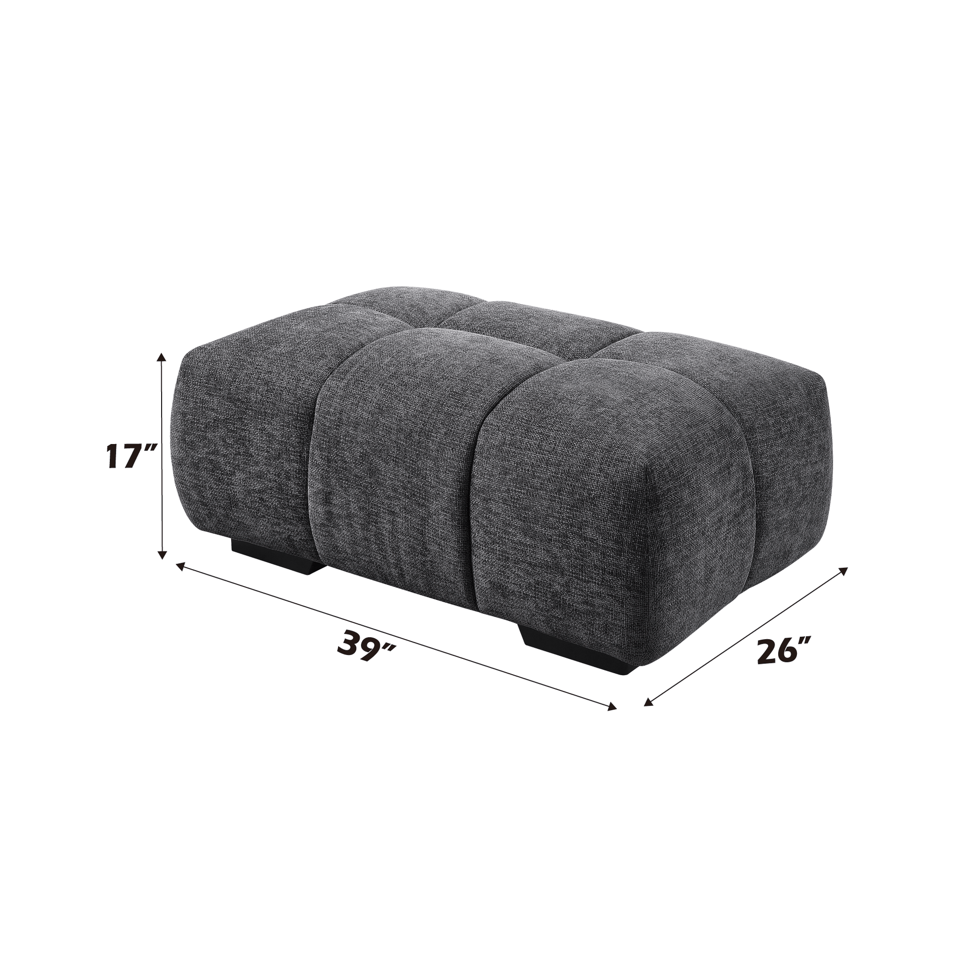 Chosen Gray Chenille Ottoman - 1st Choice Furniture Direct