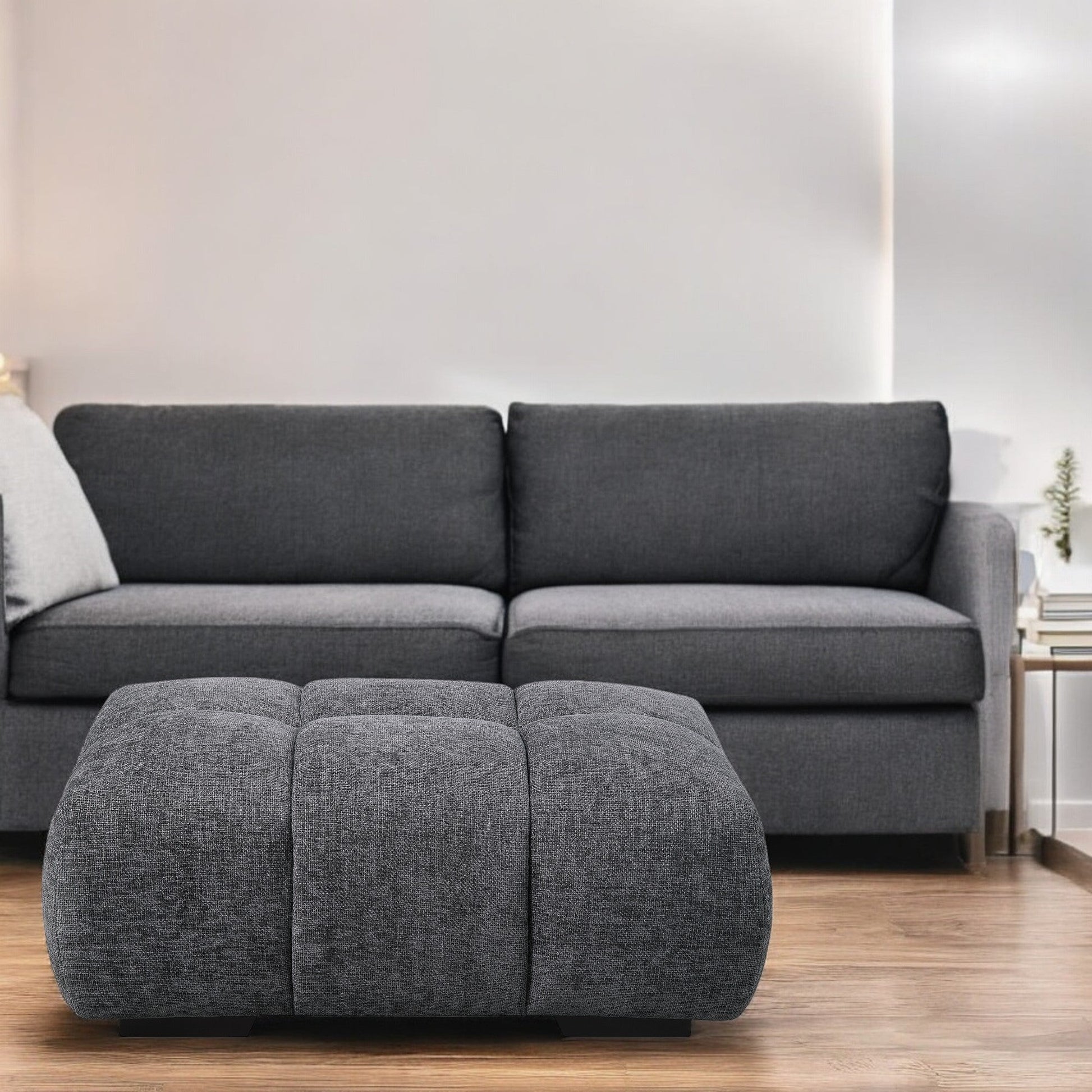 Chosen Gray Chenille Ottoman - 1st Choice Furniture Direct