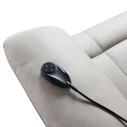 Chriki Beige Chenille & Black Finish Power Recliner w/Lift & Heating & Massage - 1st Choice Furniture Direct