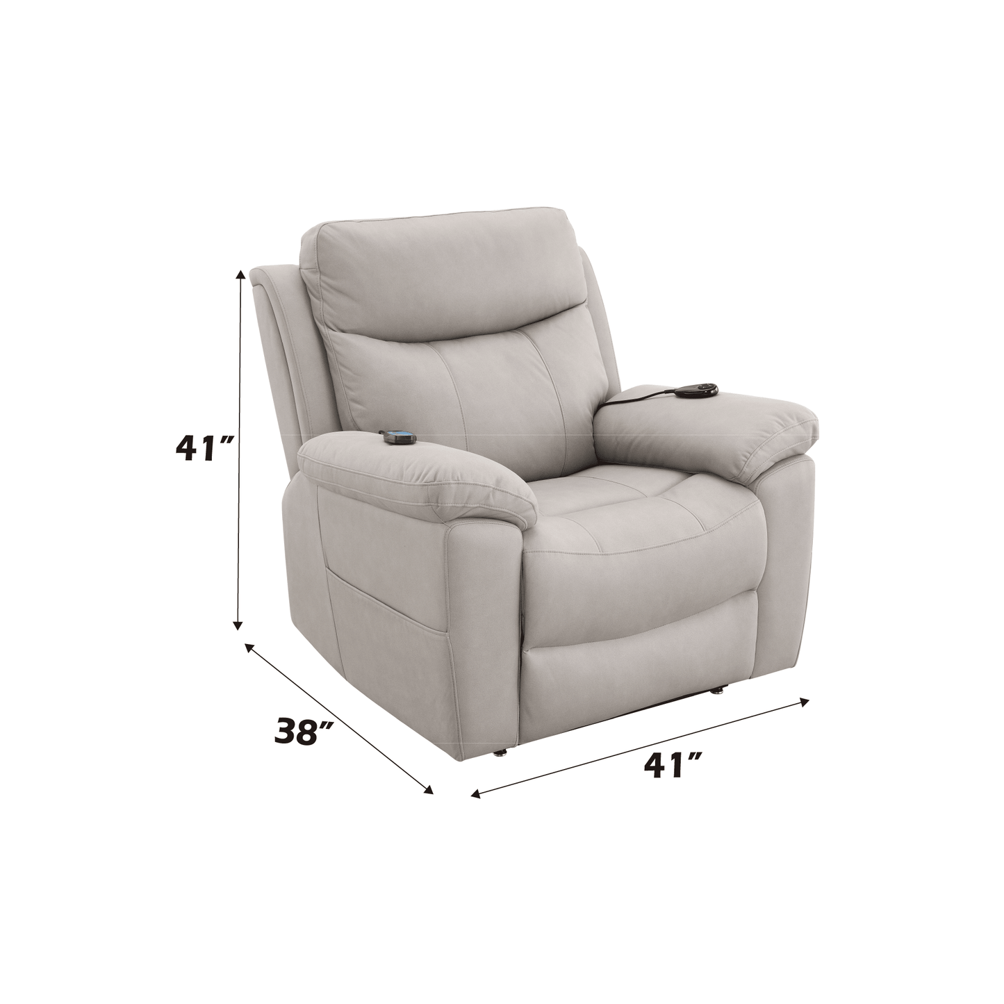 Chriki Beige Chenille & Black Finish Power Recliner w/Lift & Heating & Massage - 1st Choice Furniture Direct