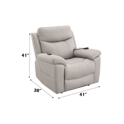 Chriki Beige Chenille & Black Finish Power Recliner w/Lift & Heating & Massage - 1st Choice Furniture Direct