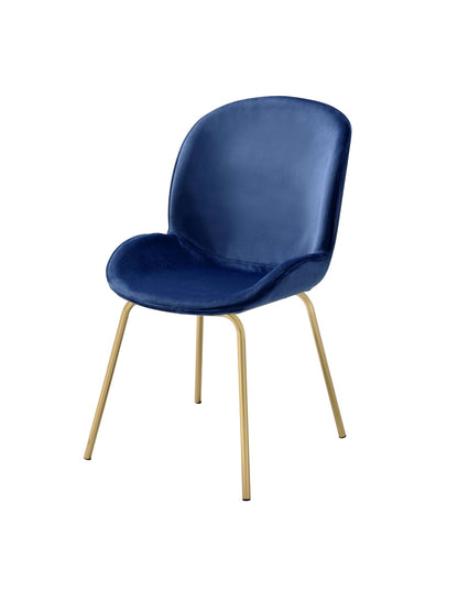 Chuchip Blue Velvet & Gold Finish Side Chair(Set of 2) - 1st Choice Furniture Direct