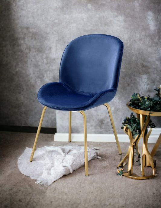 Chuchip Blue Velvet & Gold Finish Side Chair(Set of 2) - 1st Choice Furniture Direct