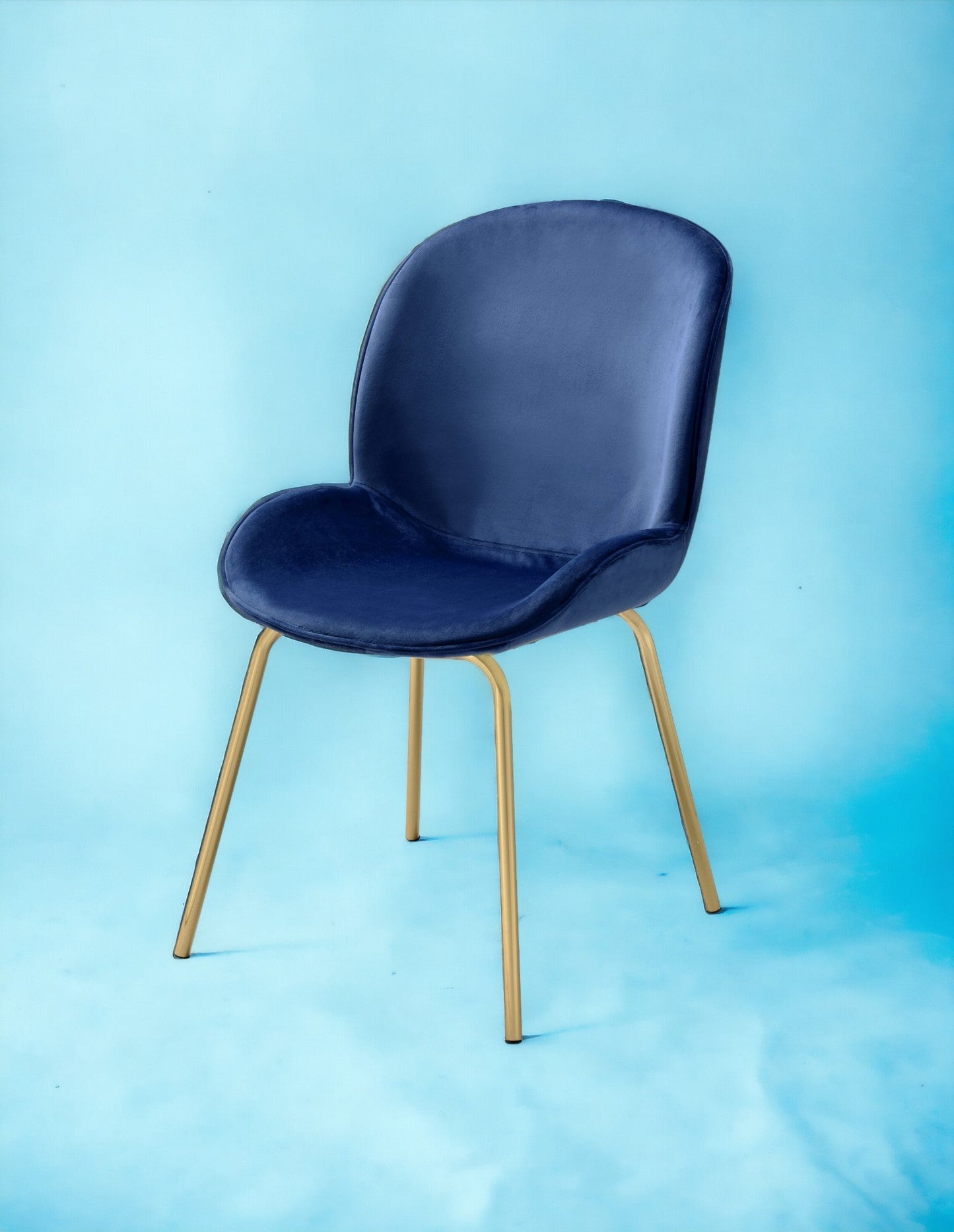 Chuchip Blue Velvet & Gold Finish Side Chair(Set of 2) - 1st Choice Furniture Direct