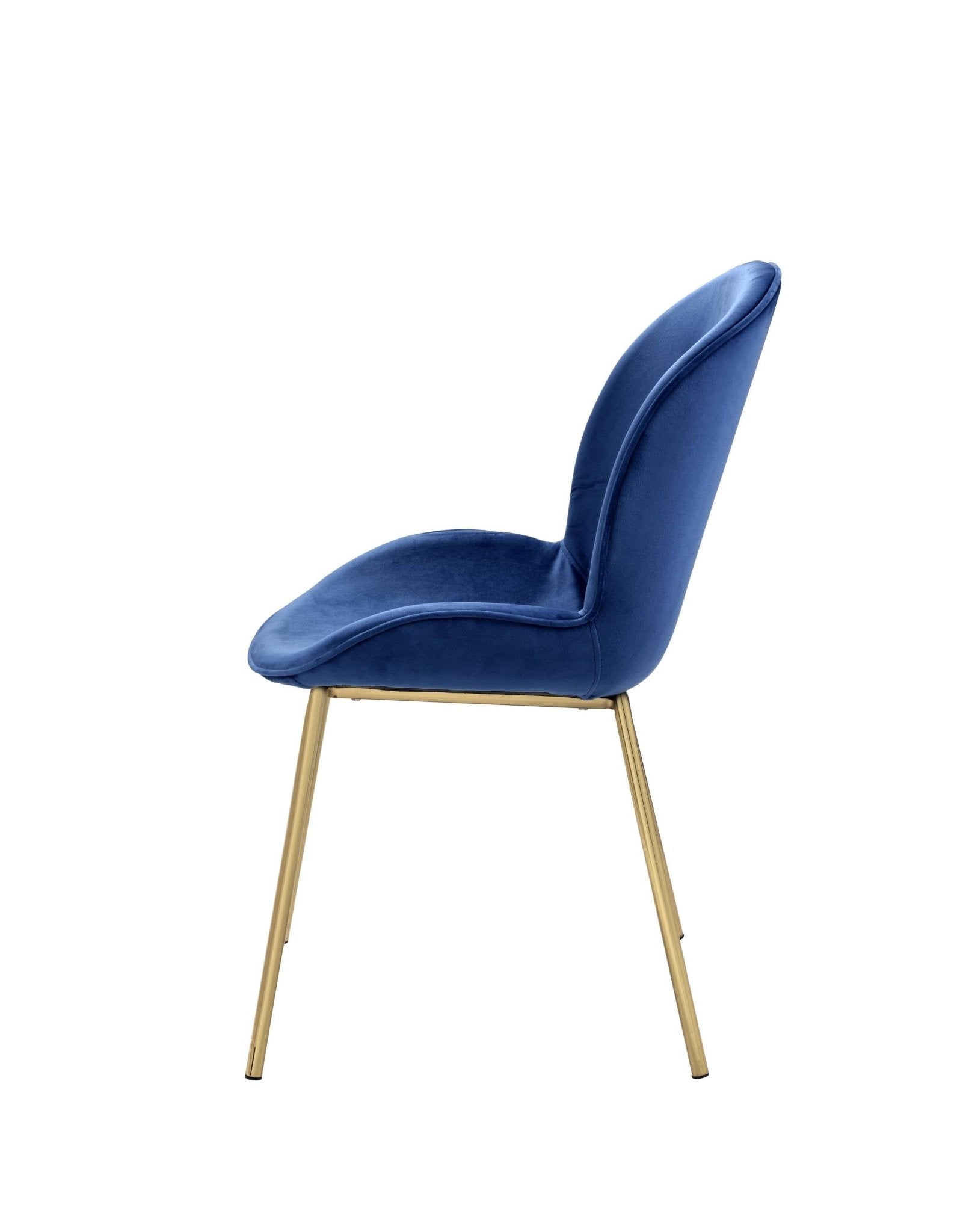 Chuchip Blue Velvet & Gold Finish Side Chair(Set of 2) - 1st Choice Furniture Direct