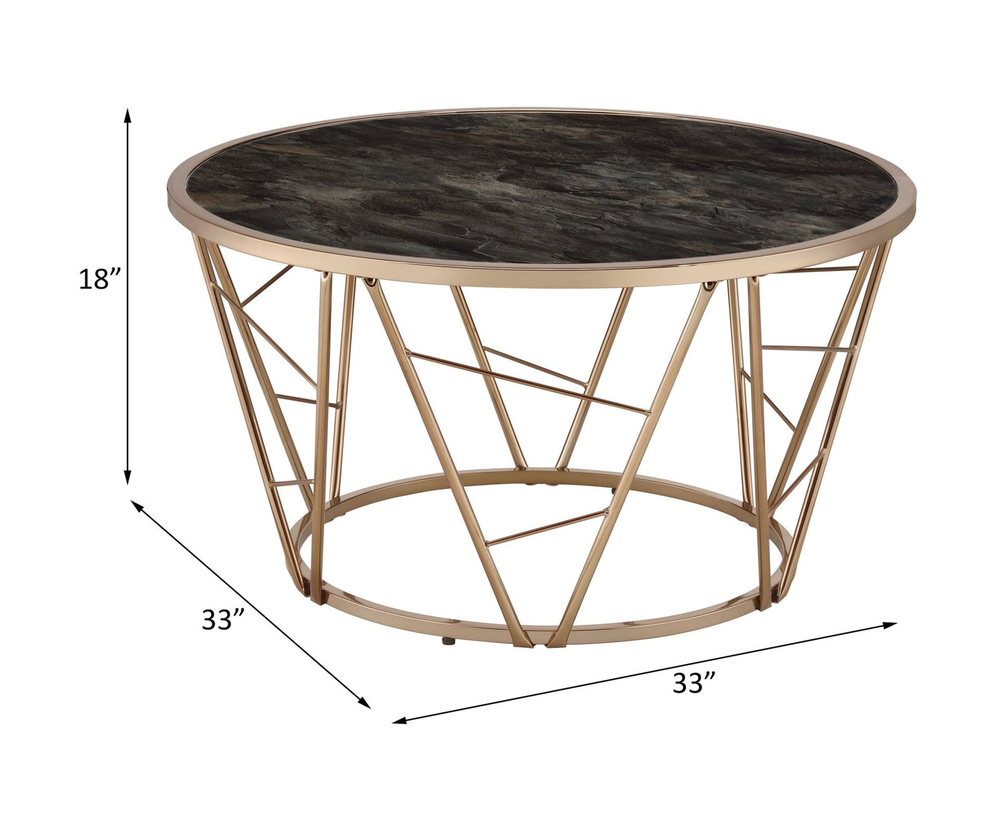 Cicatrix Engineering Stone Glass Top & Champagne Finish Coffee Table - 1st Choice Furniture Direct