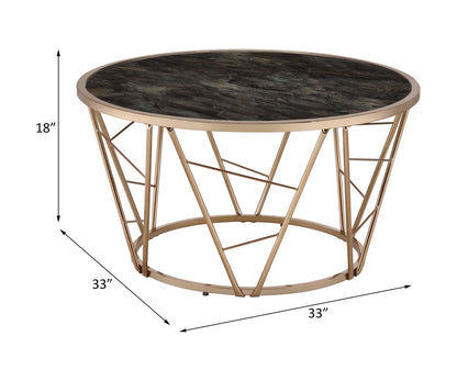 Cicatrix Engineering Stone Glass Top & Champagne Finish Coffee Table - 1st Choice Furniture Direct