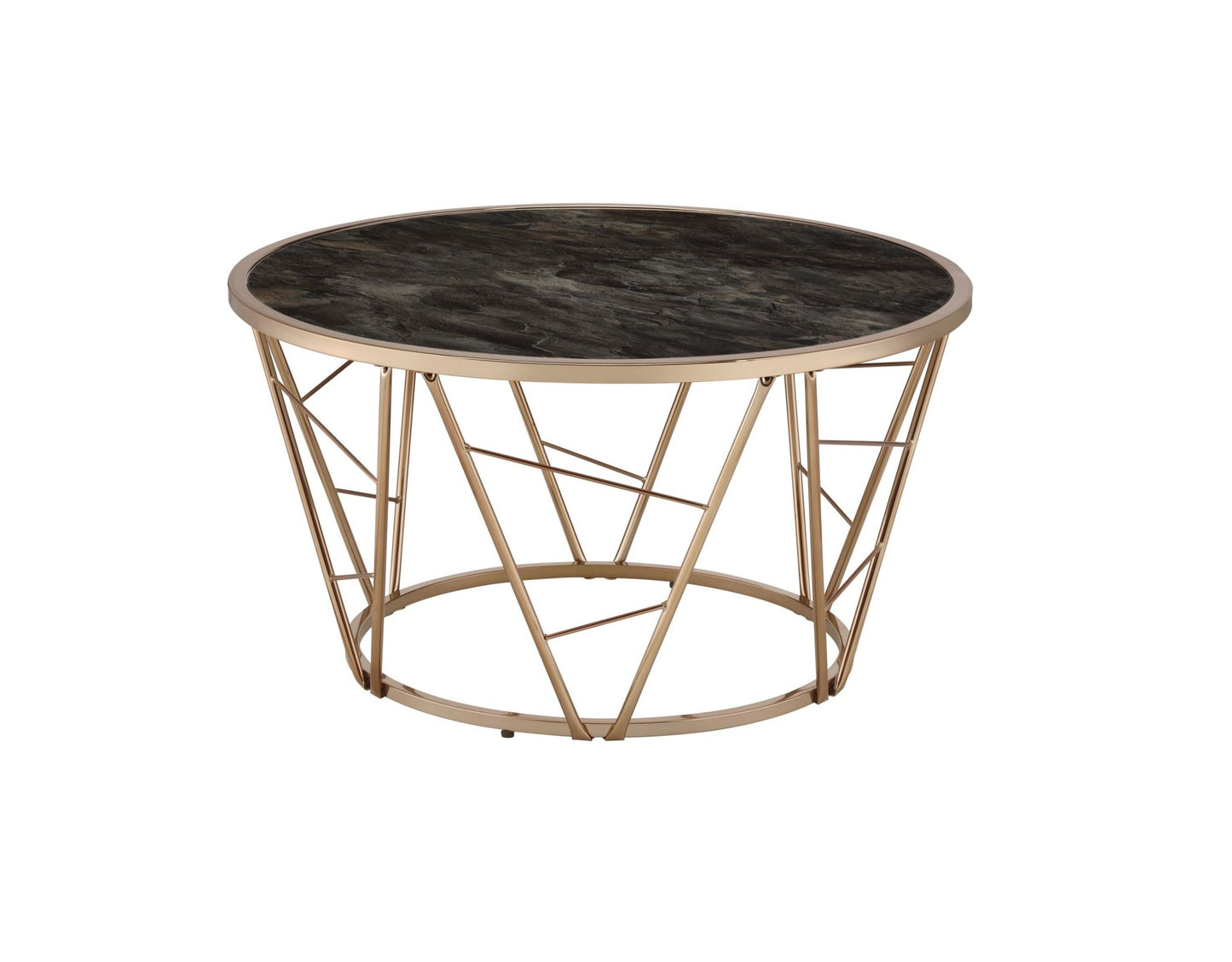 Cicatrix Engineering Stone Glass Top & Champagne Finish Coffee Table - 1st Choice Furniture Direct