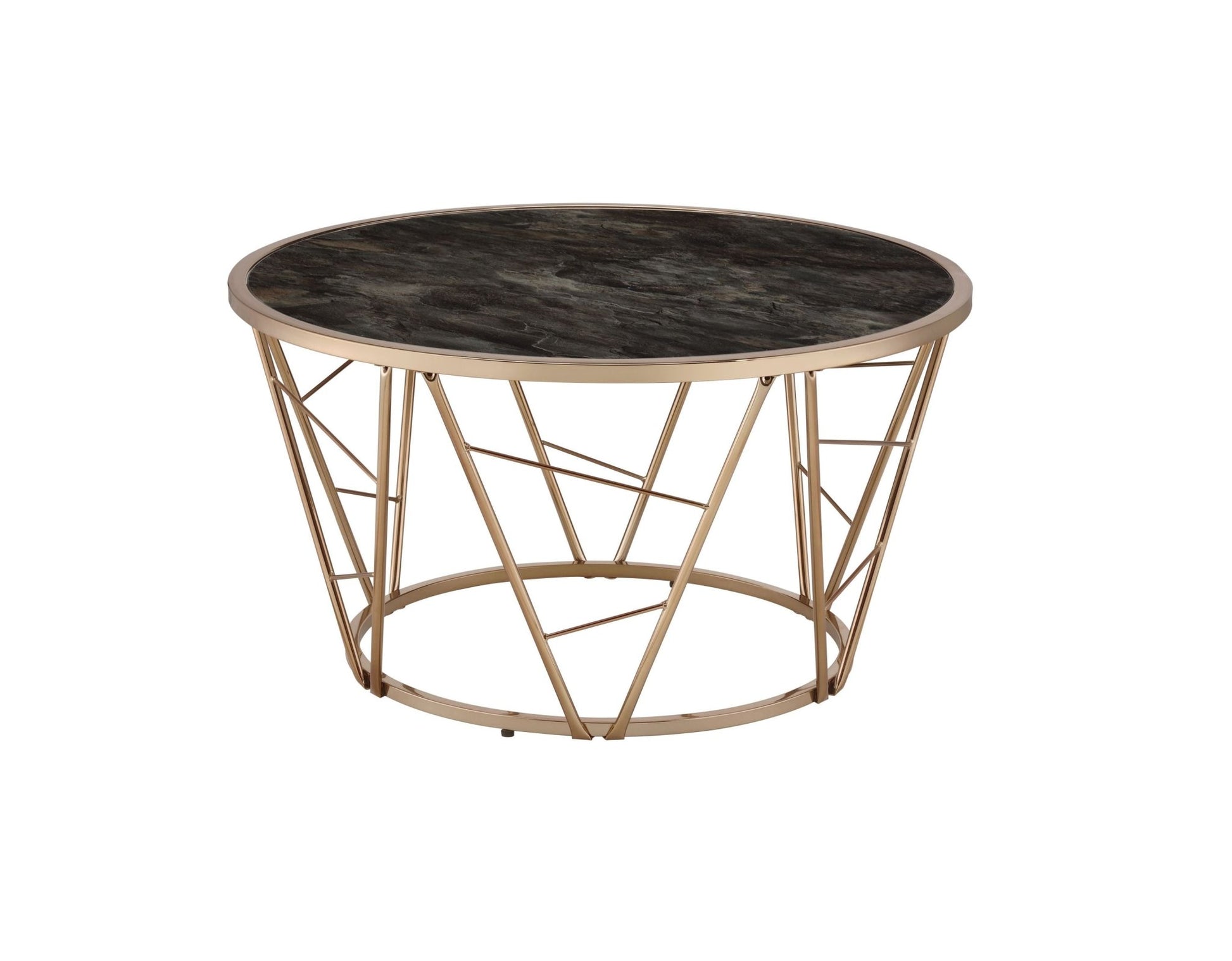 Cicatrix Engineering Stone Glass Top & Champagne Finish Coffee Table - 1st Choice Furniture Direct