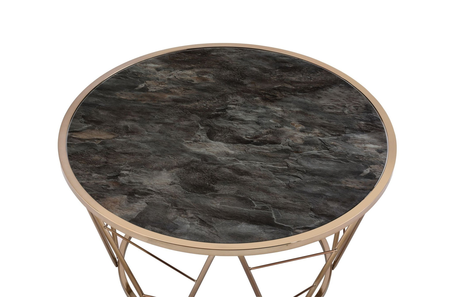 Cicatrix Engineering Stone Glass Top & Champagne Finish Coffee Table - 1st Choice Furniture Direct