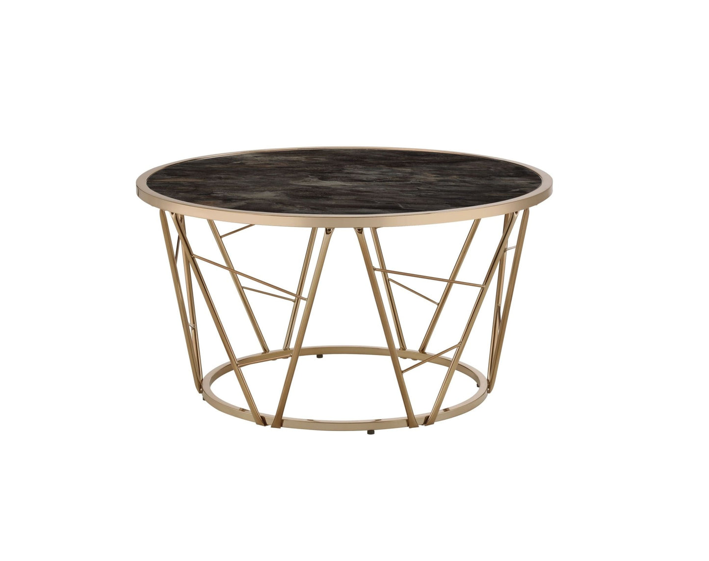 Cicatrix Engineering Stone Glass Top & Champagne Finish Coffee Table - 1st Choice Furniture Direct