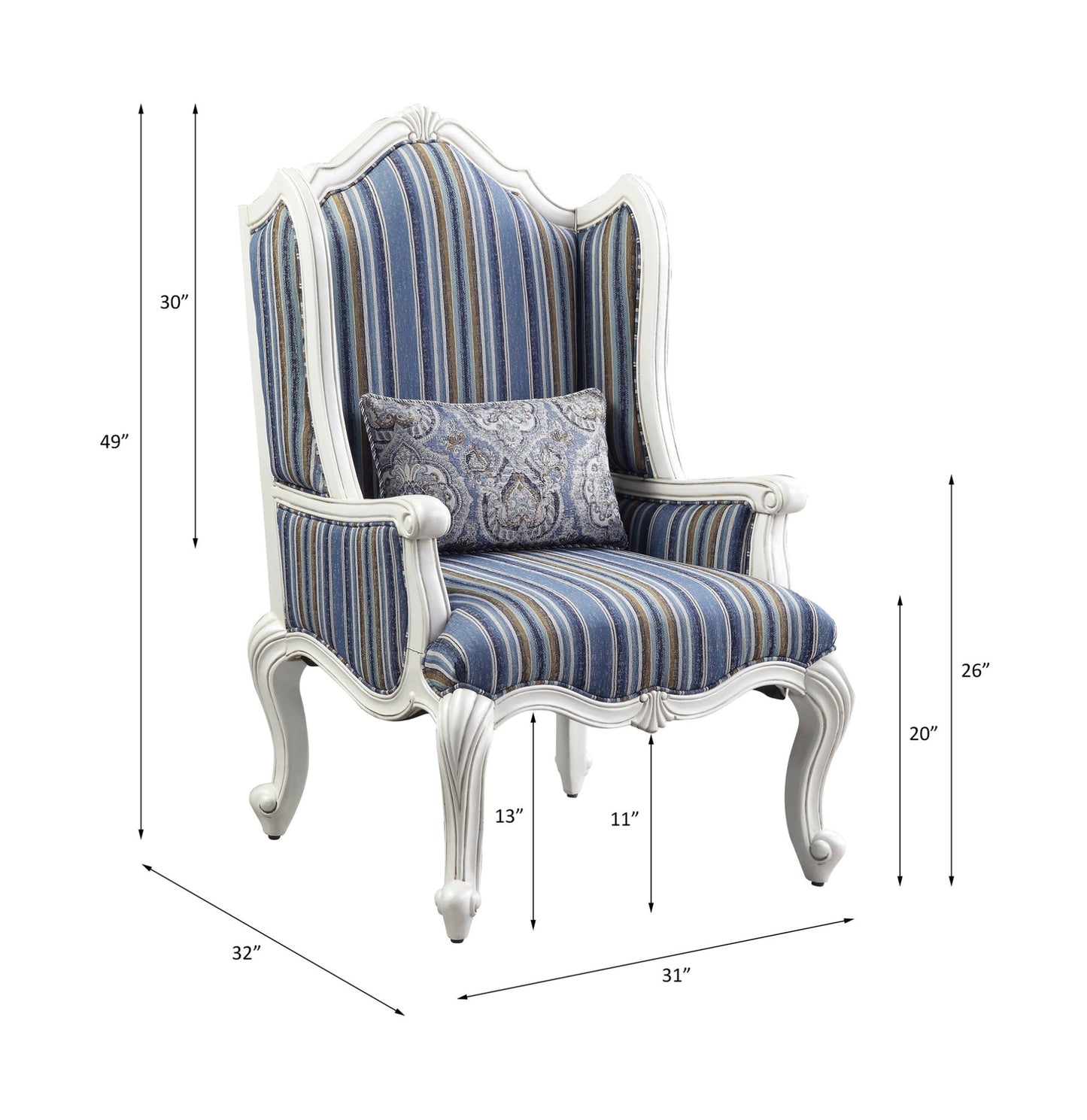 Ciddrenar Fabric & White Finish Chair W/Pillow - 1st Choice Furniture Direct