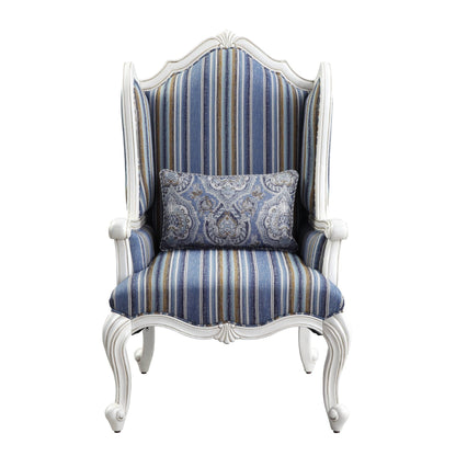 Ciddrenar Fabric & White Finish Chair W/Pillow - 1st Choice Furniture Direct
