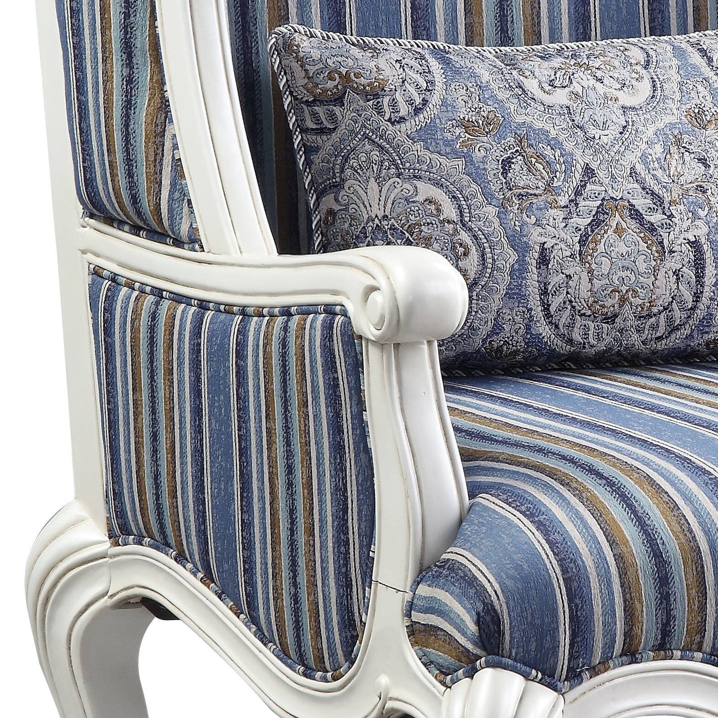 Ciddrenar Fabric & White Finish Chair W/Pillow - 1st Choice Furniture Direct