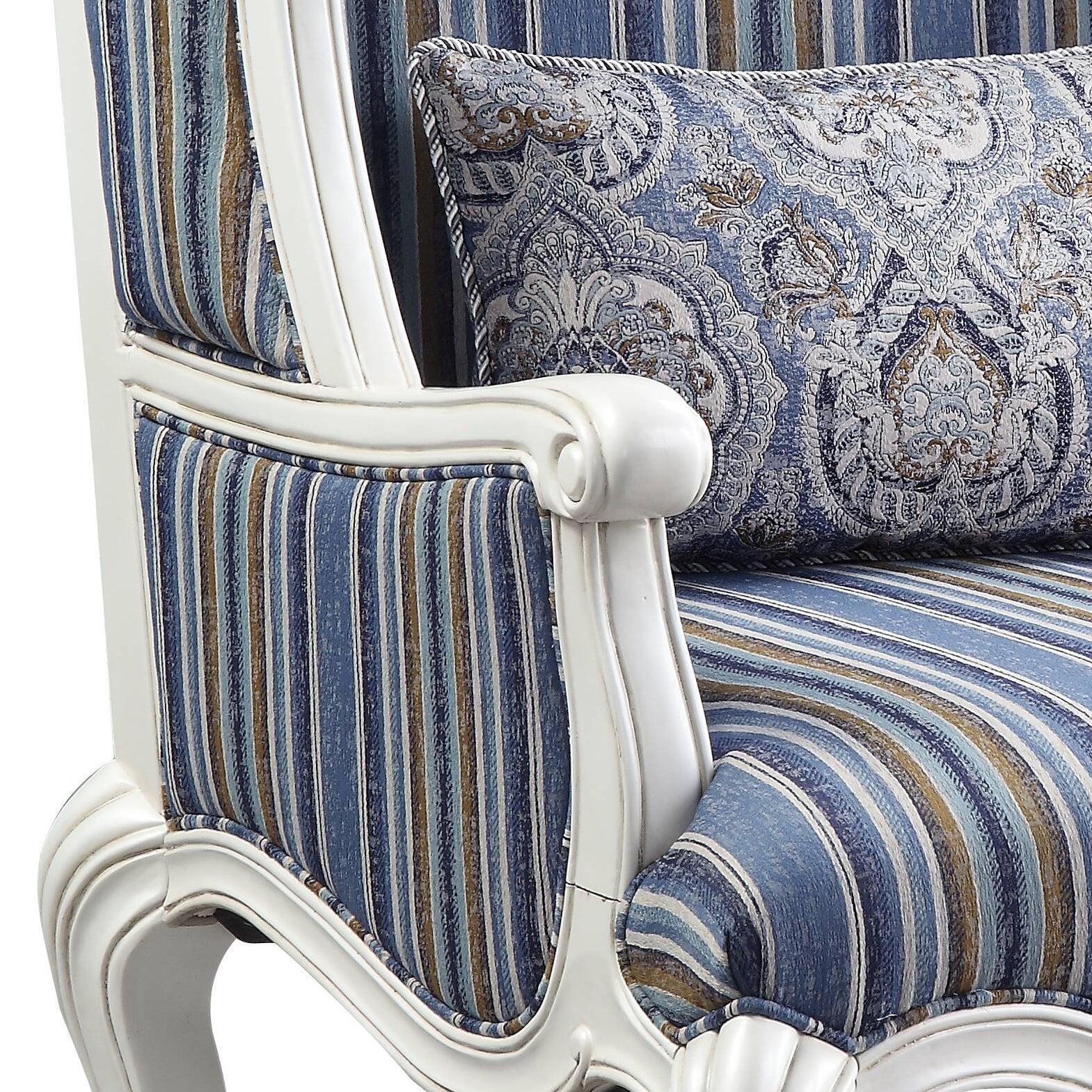 Ciddrenar Fabric & White Finish Chair W/Pillow - 1st Choice Furniture Direct