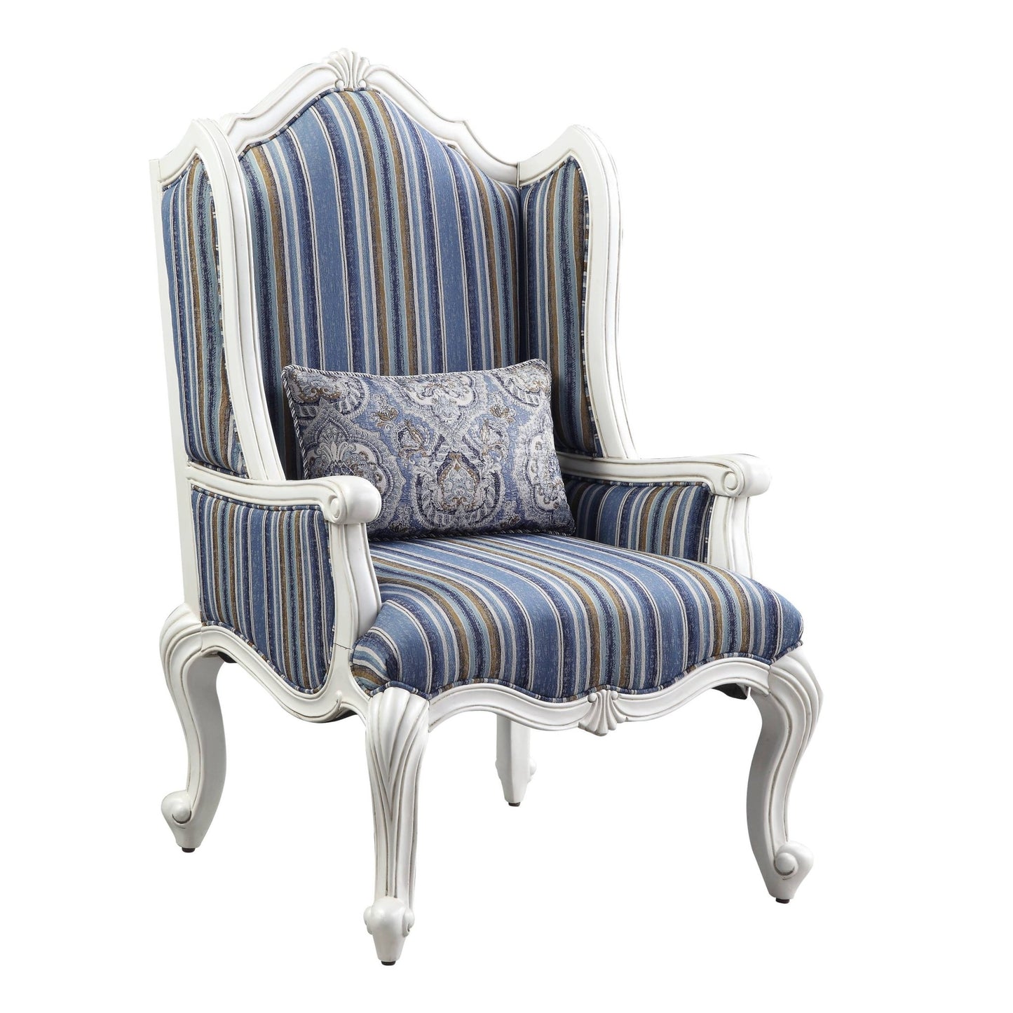 Ciddrenar Fabric & White Finish Chair W/Pillow - 1st Choice Furniture Direct