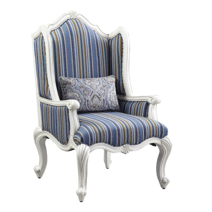 Ciddrenar Fabric & White Finish Chair W/Pillow - 1st Choice Furniture Direct