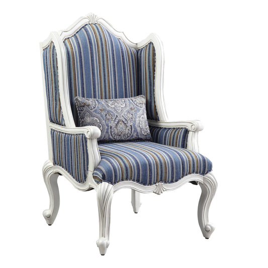 Ciddrenar Fabric & White Finish Chair W/Pillow - 1st Choice Furniture Direct