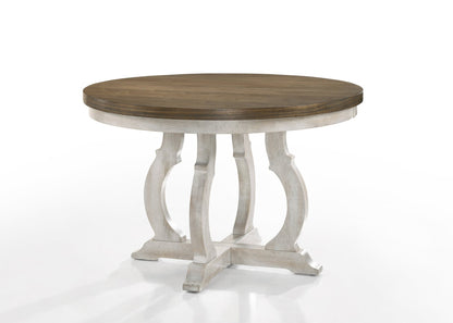 Cillin Walnut & Antique White Finish Round Dining Table - 1st Choice Furniture Direct