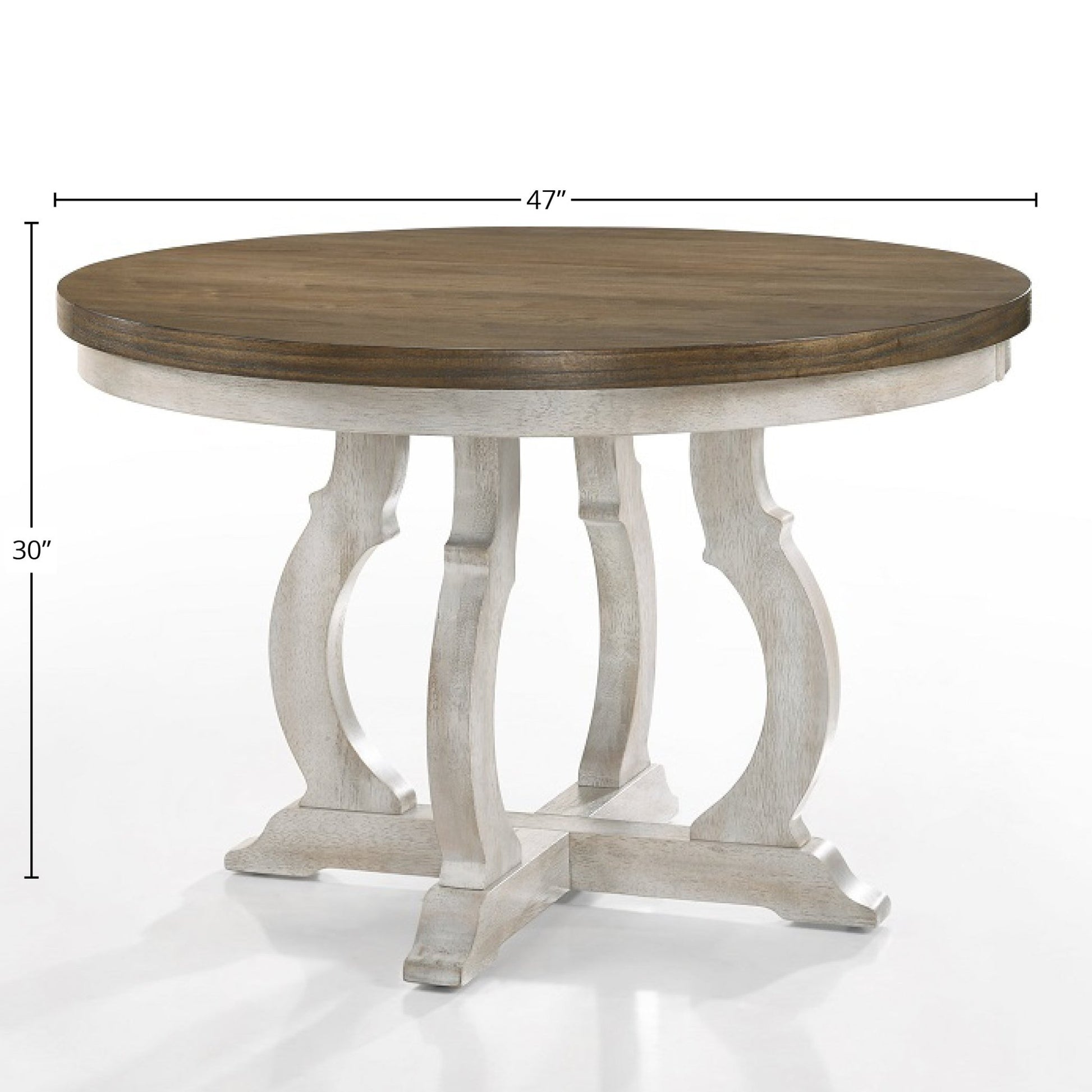 Cillin Walnut & Antique White Finish Round Dining Table - 1st Choice Furniture Direct
