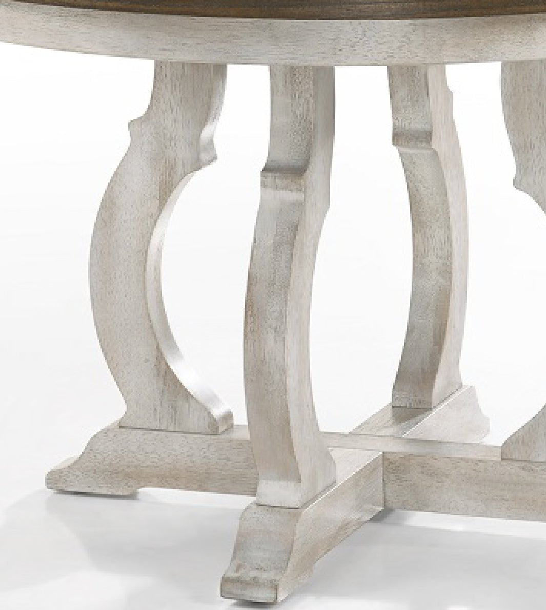 Cillin Walnut & Antique White Finish Round Dining Table - 1st Choice Furniture Direct