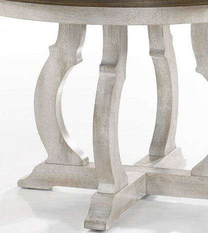 Cillin Walnut & Antique White Finish Round Dining Table - 1st Choice Furniture Direct