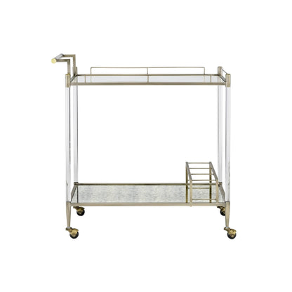 Cirro Antique Mirror & Wire Brass Finish Serving Cart - 1st Choice Furniture Direct