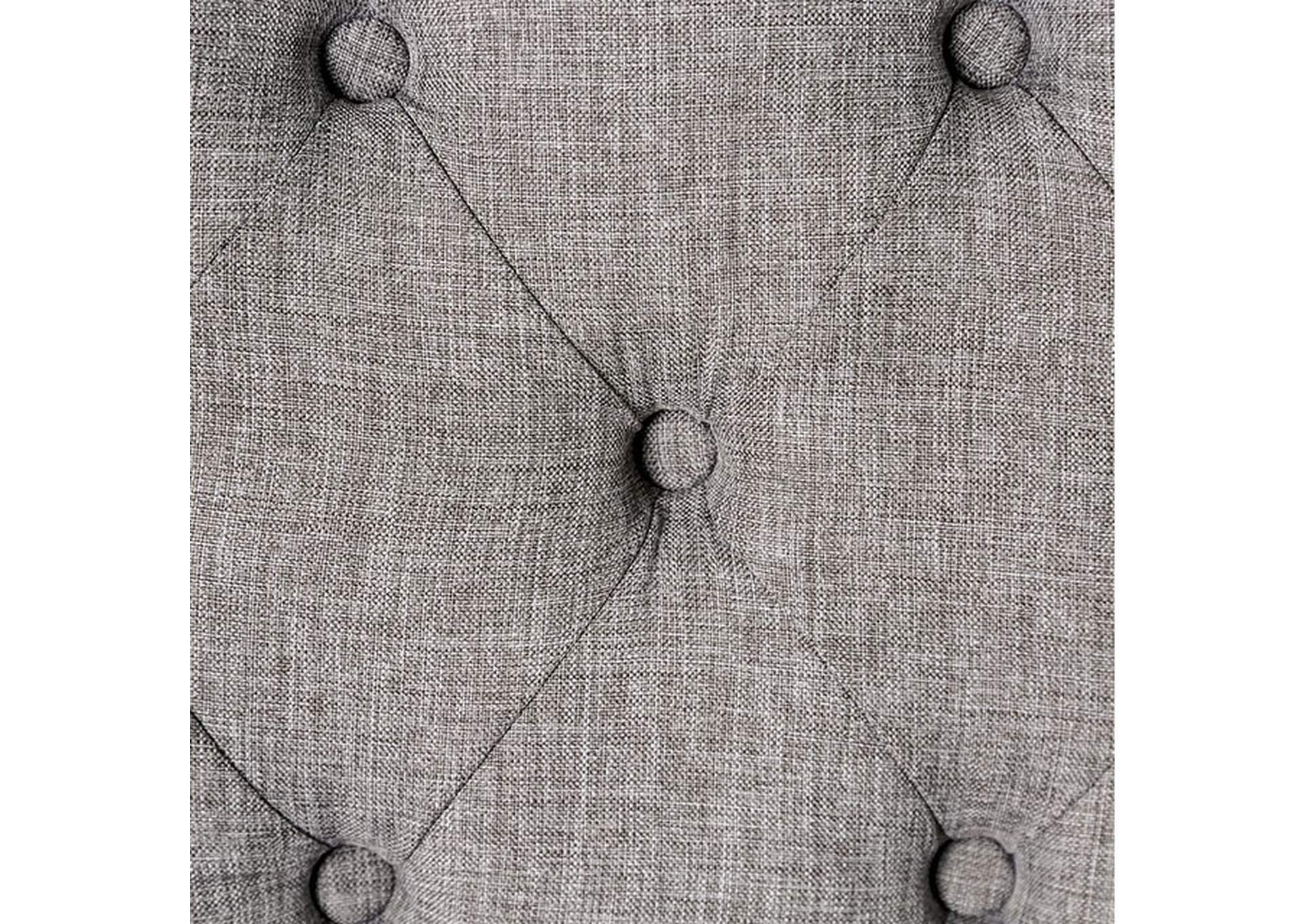 Classic Antique Black / Light Gray Set of 2 Side Chairs Button Tufted Linen Like Fabric Solid wood Chair Upholstered Scroll Back Kitchen Rustic Dining Room Furniture - 1st Choice Furniture Direct